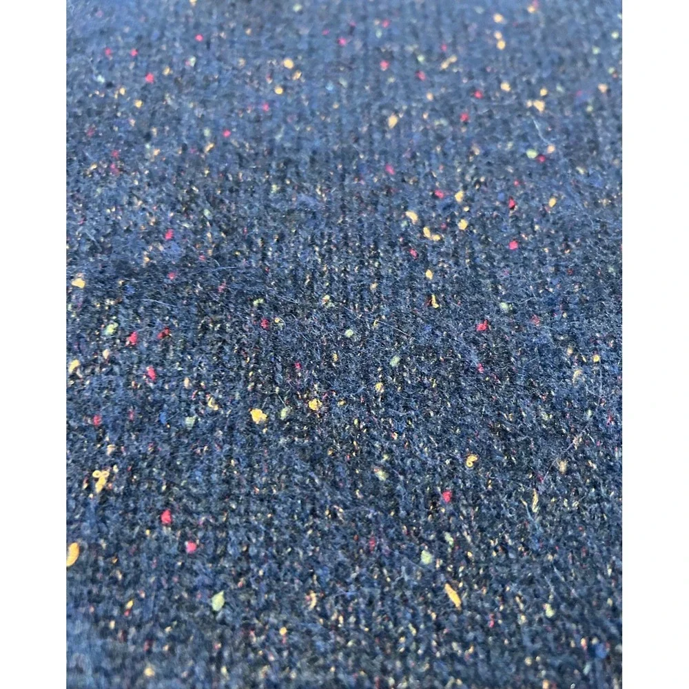 Gallia‎ Mens Navy Blue Alpaca Merino Wool Speckled Knit Polo Sweater Italy